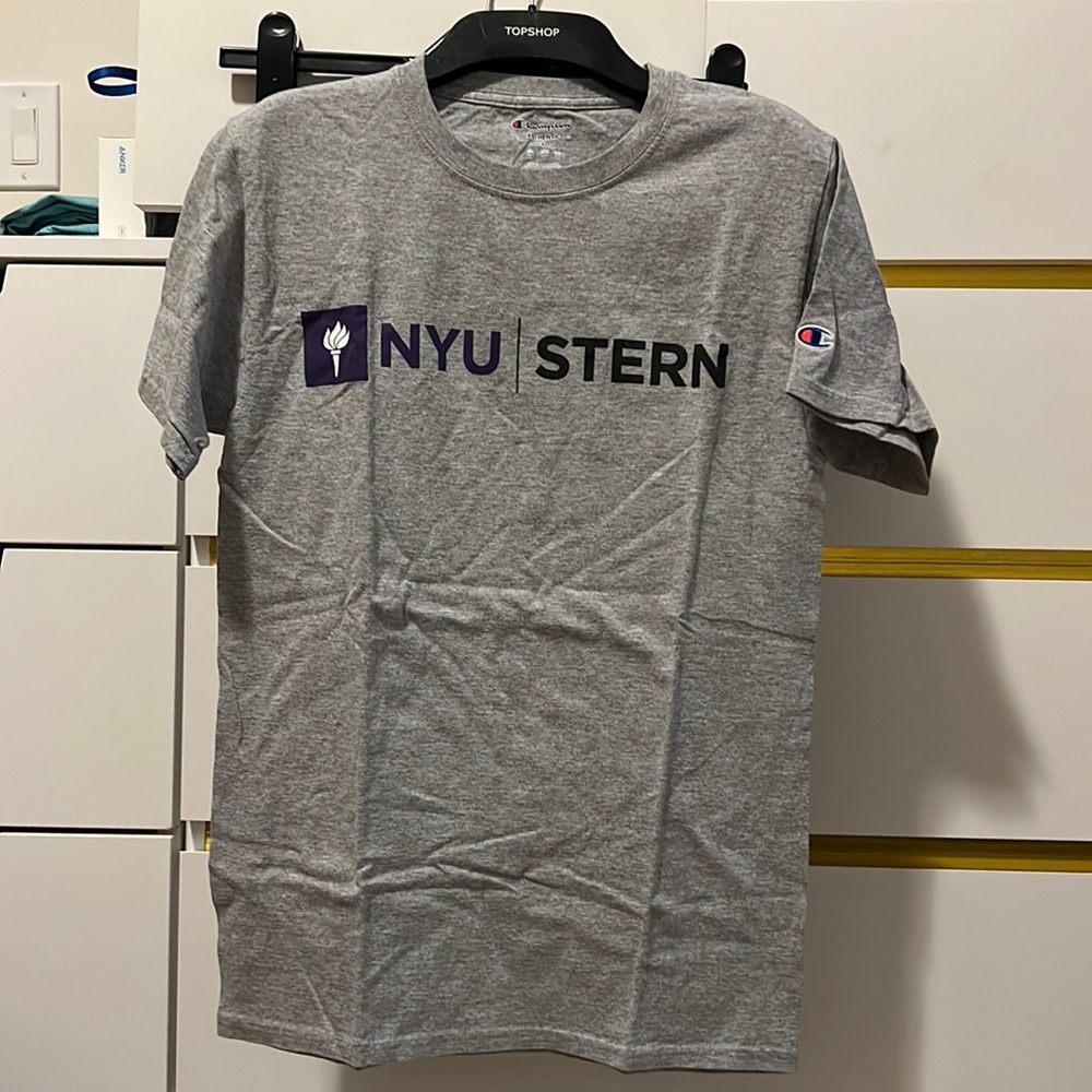 Champion NYU Stern Grey Cotton T Shirt - Size Small